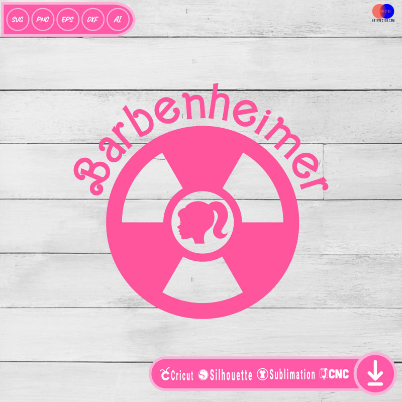 Atomic Barbenheimer SVG PNG DXF High-Quality Files Download, ideal for craft, sublimation, or print. For Cricut Design Space Silhouette and more.