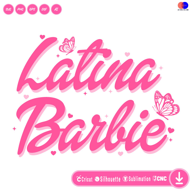 Latina Barbie SVG PNG DXF High-Quality Files Download, ideal for craft, sublimation, or print. For Cricut Design Space Silhouette and more.