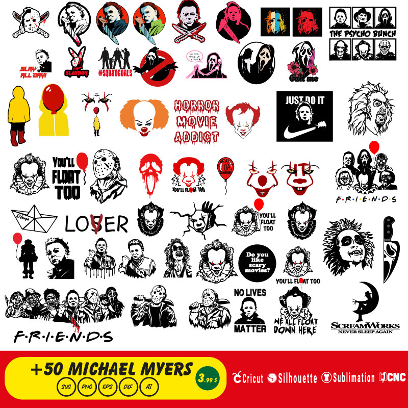 50+ Bundle Michael Myers SVG PNG EPS DXF AI