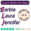 Retro Barbi Font Custom Barbie Font Name SVG PNG DXF High-Quality Files Download, ideal for craft, sublimation, or print. For Cricut Design Space Silhouette and more.
