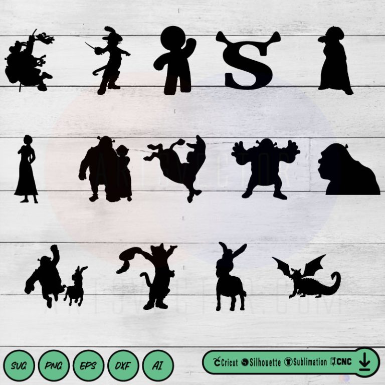 Free Shrek silhouette free SVG PNG EPS DXF AI Vector - Arts Vector