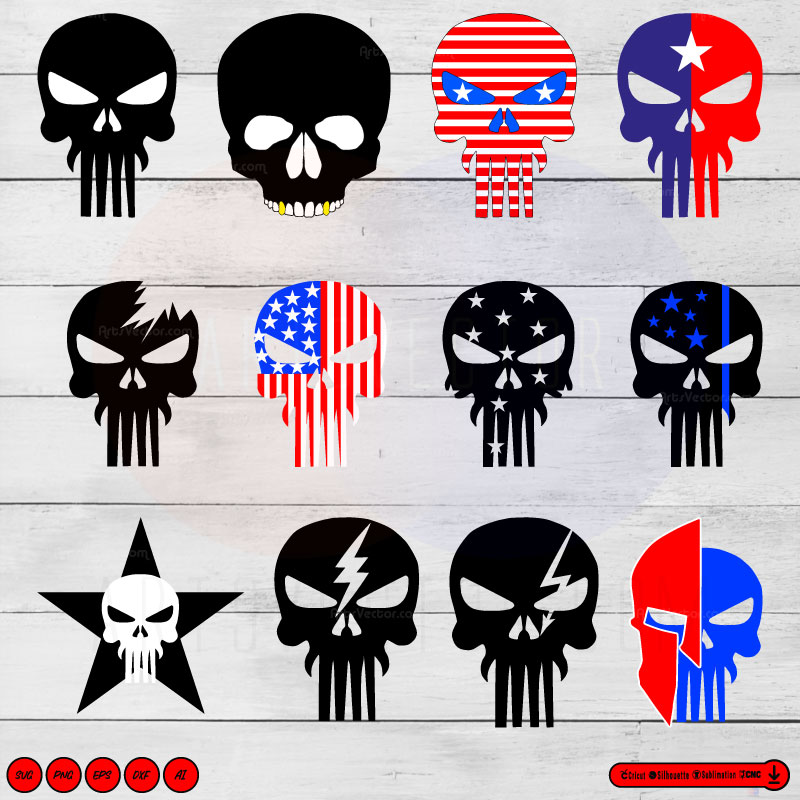 American Punisher Punisher skull SVG PNG EPS DXF AI Vector