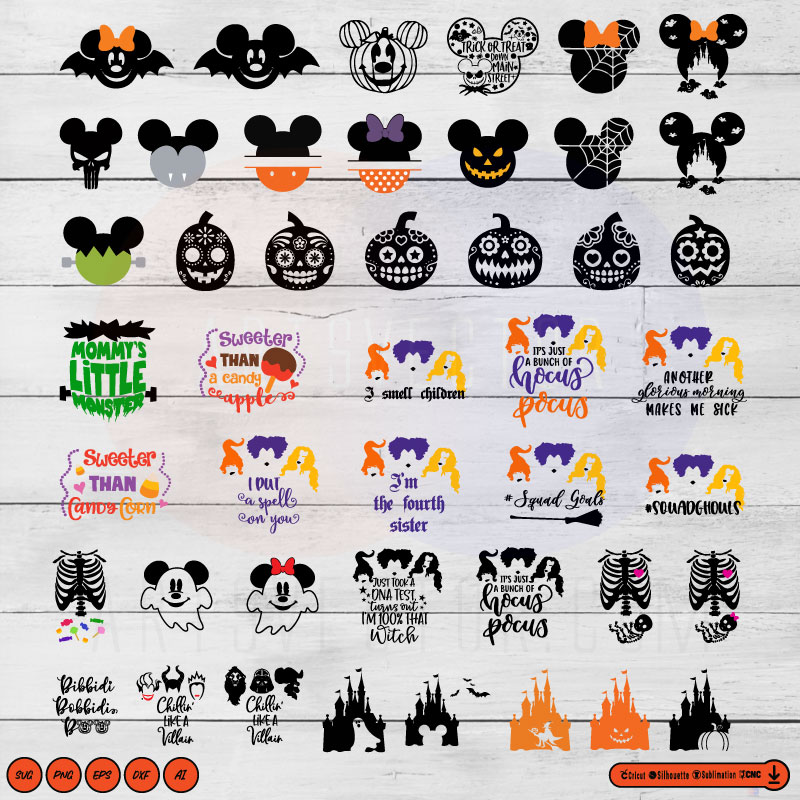Bundle Disney Halloween Thanksgiving  SVG PNG EPS DXF AI Vector