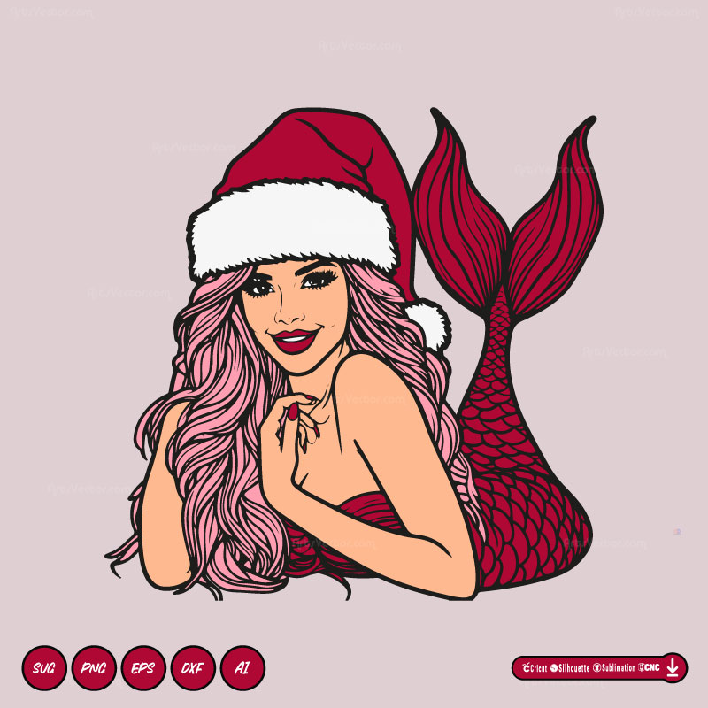 Christmas Karol G mermaid SVG PNG DXF Vector High-Quality Files Download, ideal for craft, sublimation, or print. For Cricut Design Space Silhouette and more.