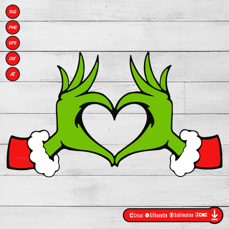 Grinch hands Love Merry Grinchmas SVG PNG EPS DXF AI Vector