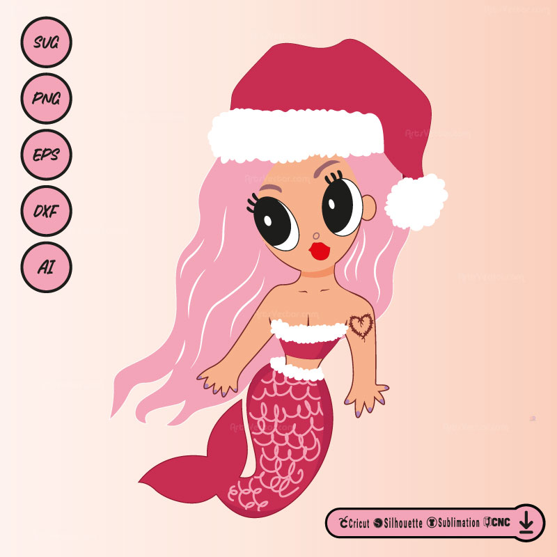 New Album Cover Mermaid Karol G Christmas SVG PNG DXF Vector High-Quality Files Download, ideal for craft, sublimation, or print. For Cricut Design Space Silhouette and more.