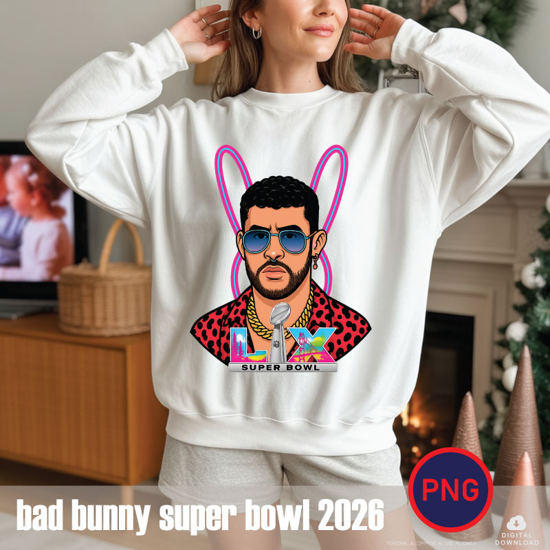 Bad Bunny Super Bowl 2026 T shirt PNG Sublimation & print.