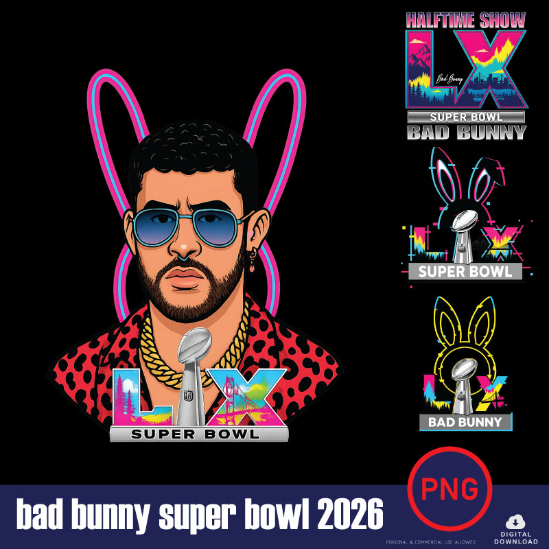 Bad Bunny Super Bowl 2026 T shirt PNG Sublimation & print.