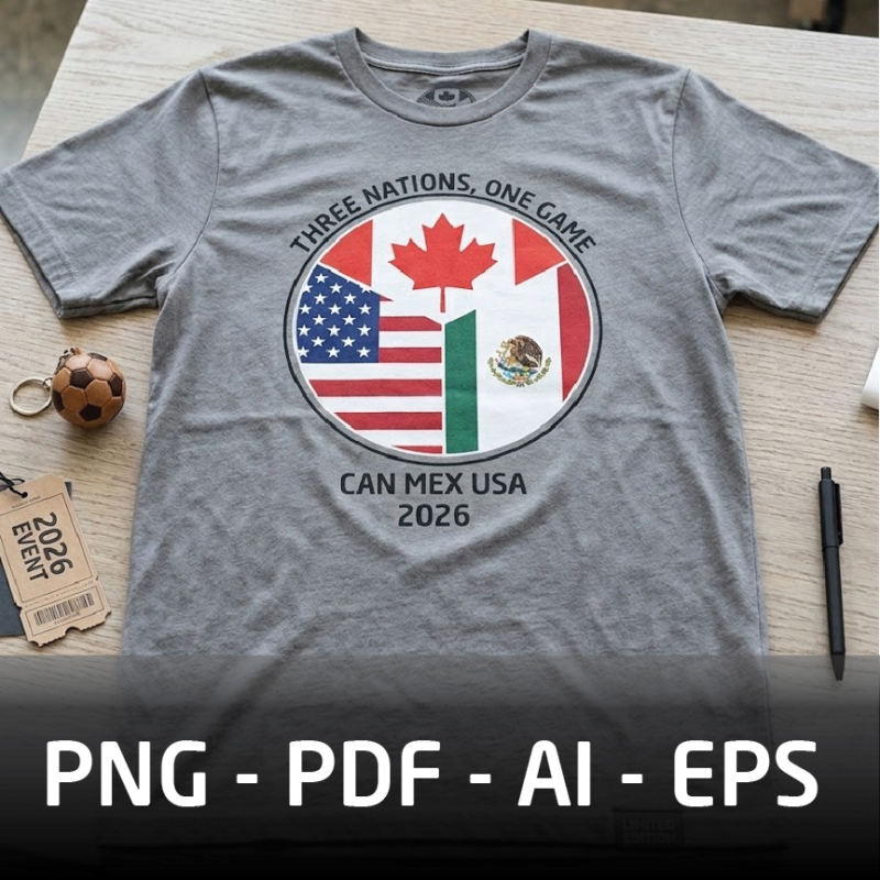 Three nation one game World cup 2026 PNG PDF EPS AI Sublimation & print.