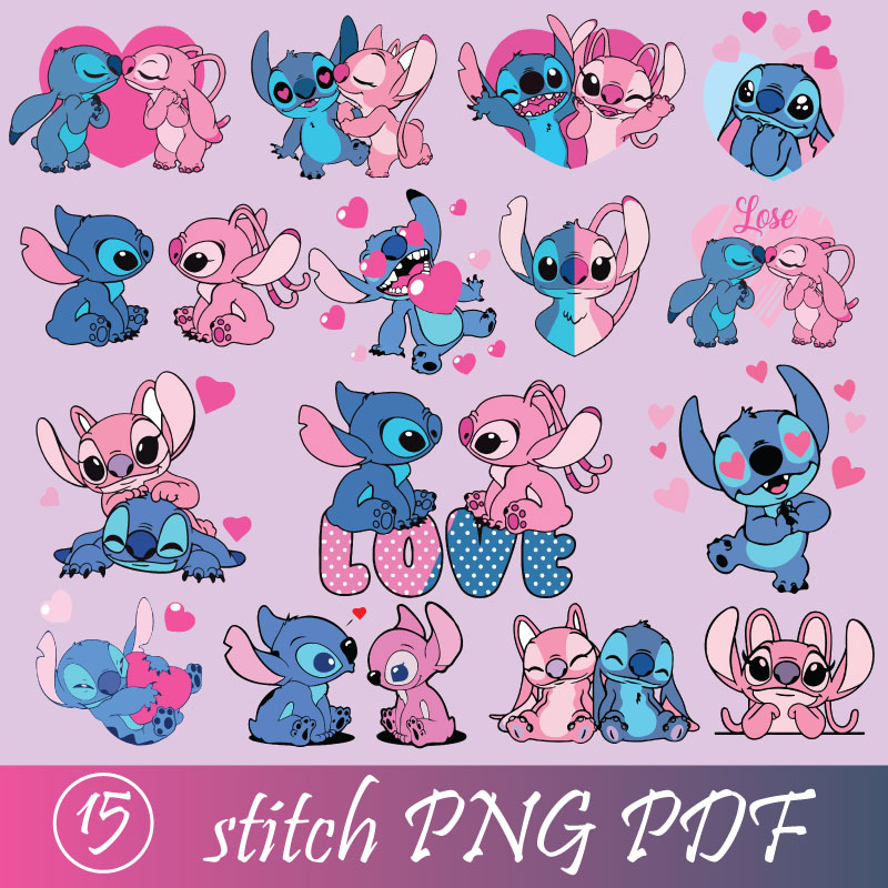 Stitch & Angel PNG Bundle 15 PNG PDF